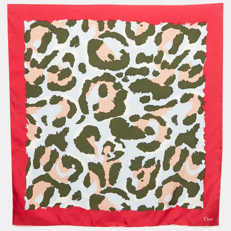 Christian Dior PinkGreen Printed Silk Scarf